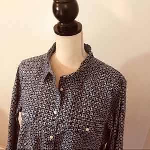Navy Cotton Long Sleeved Button Down Size 2X